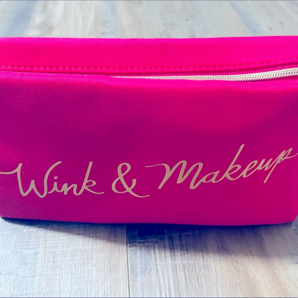 LANCÔME HOT PINK “WINK & MAKEUP” COSMETIC BAG. NEW